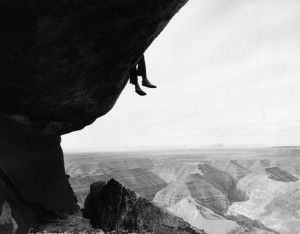 [Figure 2: Mark Klett, Contemplating the view at Muley Point ,Utah, 1994.]